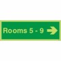 Glow in the Dark Rooms 5-9 arrow right navigation sign