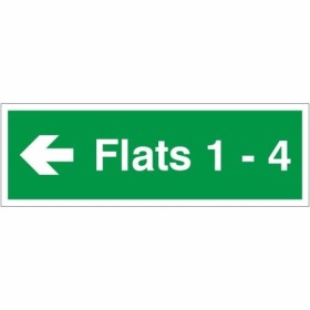 Flats 1-4 Arrow Left Wayfinding Indicator Sign