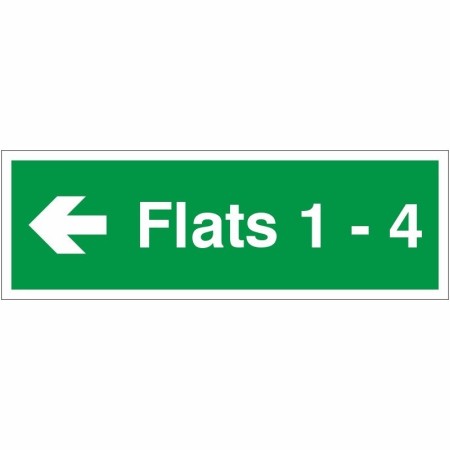 Flats 1-4 Arrow Left Wayfinding Indicator Sign