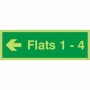  Glow in the dark Flats 1-4 arrow left directional sign for clear flat location guidance