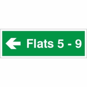 Flats 5-9 Arrow Left Wayfinding Indicator Sign
