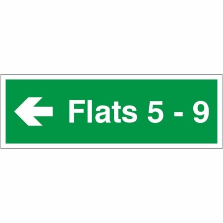 Flats 5-9 Arrow Left Wayfinding Indicator Sign