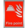 Fire Point brushed aluminium fire safety sign