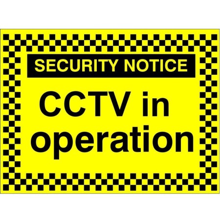 Security Notice CCTV In Operation Sign with Yellow and Black Design