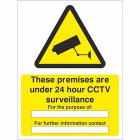 These Premises Are Under 24 Hour CCTV Surveillance Sign with CCTV Camera Symbol