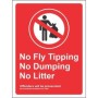No Fly Tipping No Dumping No Litter Sign with prohibition symbol