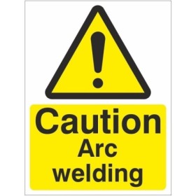 Caution Arc Welding Sign with General Warning Symbol