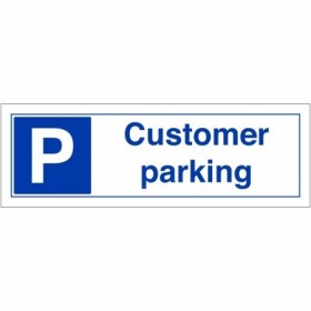 Customer Parking sign with parking symbol and customer parking text