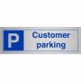 Brushed Aluminum Customer Parking sign with parking symbol and customer parking text