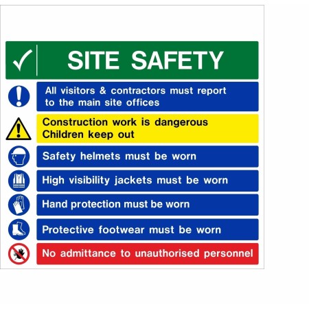 All Visitors and Contractors Must Report To The Main Site Offices Safety Sign