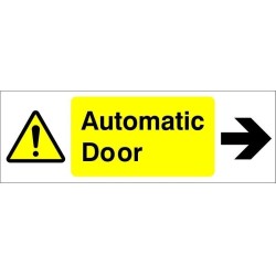 Automatic Door Arrow Right warning sign with right arrow and warning symbol