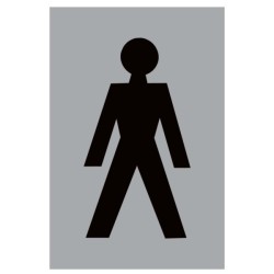 Aluminium Male toilet facility sign with black male symbol