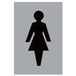 Aluminium Female toilet sign with black female washroom symbol