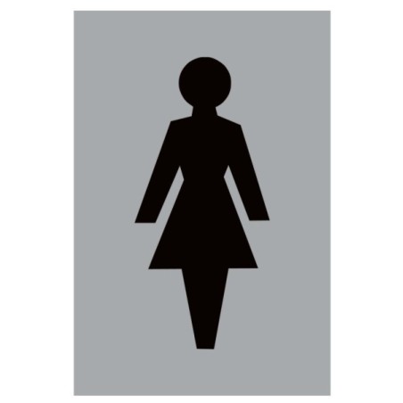 Aluminium Female toilet sign with black female washroom symbol