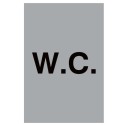 Aluminium WC toilet sign with bold black lettering