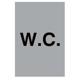 Aluminium WC toilet sign with bold black lettering