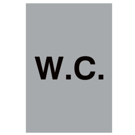 Aluminium WC toilet sign with bold black lettering