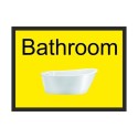 Bathroom dementia door sign with bath image and high-contrast text