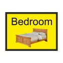 Bedroom dementia door sign with bed image and high-contrast text
