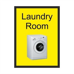Laundry Room dementia door sign with realistic washing machine image and high-contrast text