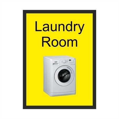 Laundry Room dementia door sign with realistic washing machine image and high-contrast text
