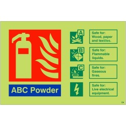 copy of Glow In The Dark Foam Spray Fire Extinguisher Identification Sign 150mm x 100mm