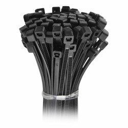 Black sign fixing cable ties for securing signs to fences, railings and posts