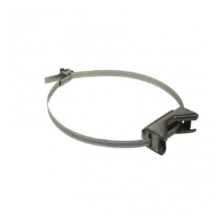 Universal channel clamp with 18 inch stainless steel strap banding for mounting signs to posts