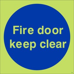 Glow in the Dark Fire Door Keep Clear photoluminescent mandatory sign