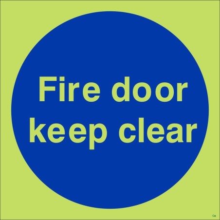 Glow in the Dark Fire Door Keep Clear photoluminescent mandatory sign