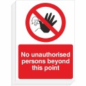 Pack of 10 No Unauthorised Persons Beyond This Point Signs | Safety Signs UK