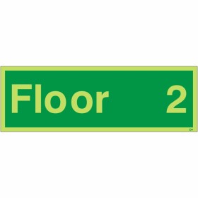 Glow in the dark Floor 2 floor level identification sign