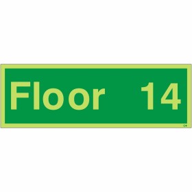Glow in the Dark Floor 14 Level Sign | Safety Signs UK