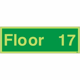 Glow in the Dark Floor 17 Floor Identification Sign | Safety Signs UK
