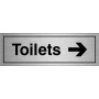 Brushed Aluminum Toilets arrow right door sign